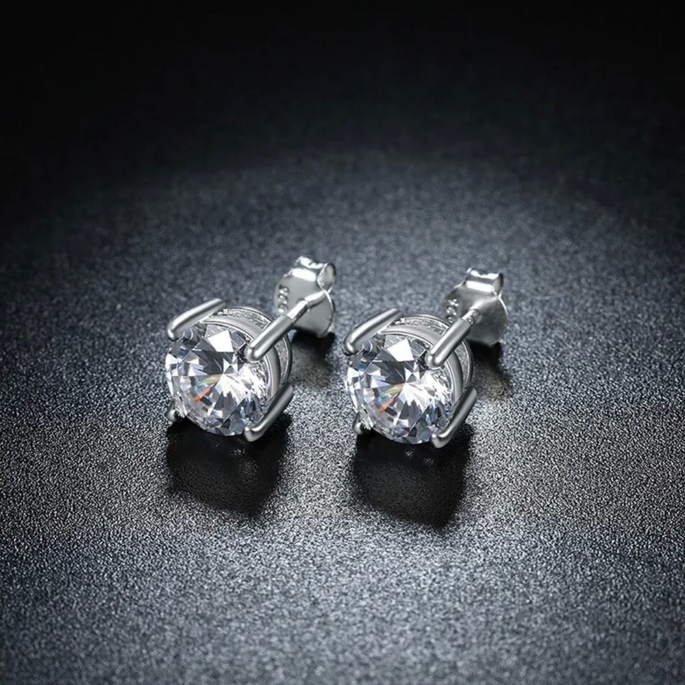 925 sterling Silver crystal stud Earrings - Picture 3 of 3